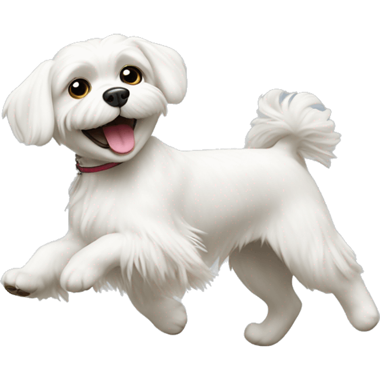 White Maltese dog dancing  emoji