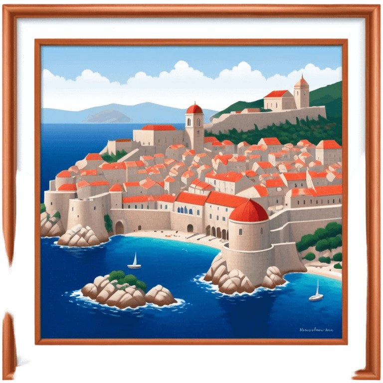 Dubrovnik – Cinematic Realistic Dubrovnik, depicted as a stunning coastal city with red-tiled roofs and ancient stone walls, set against the deep blue Adriatic Sea under warm Mediterranean light, rendered with rich textures that capture its enchanting beauty. emoji