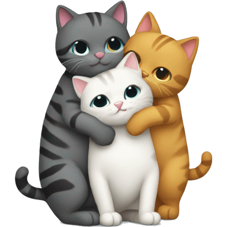 three cats hugging emoji