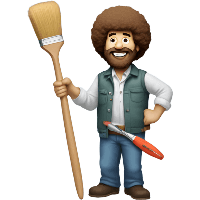 bob ross with a paintbrush thats covered in paint emoji