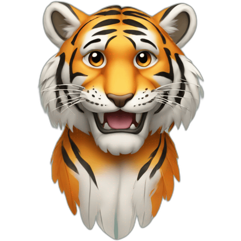 tiger with feathers in the head emoji