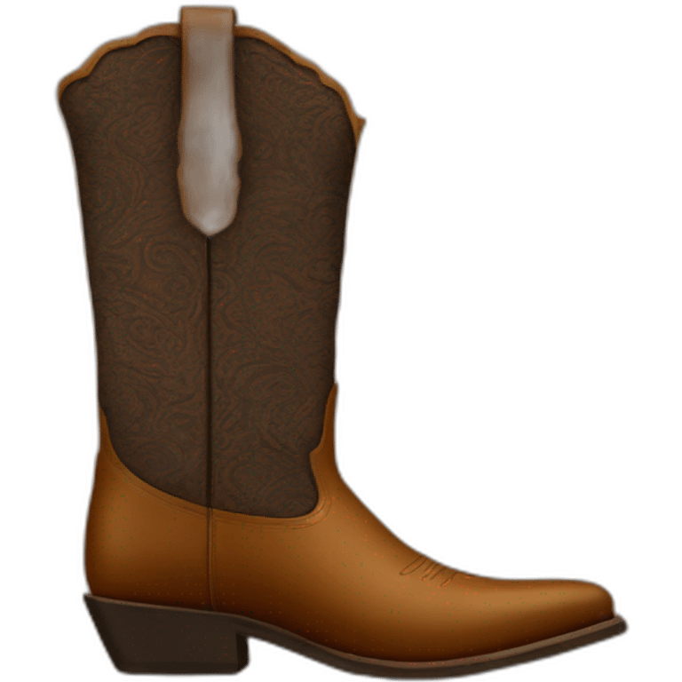 Brown santiag boot originally with pattern emoji