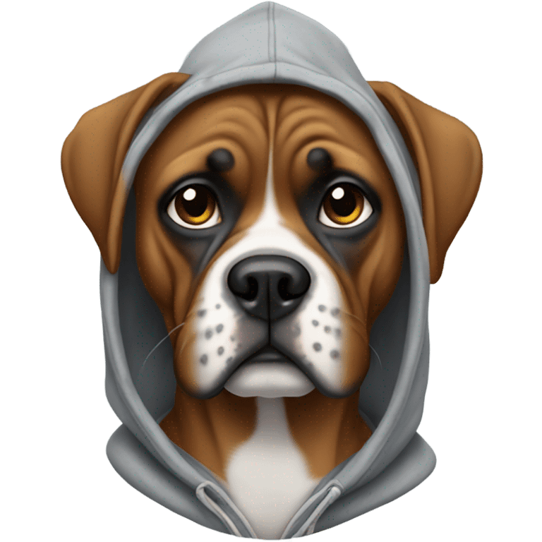 Boxer dog wearing a hoodie emoji