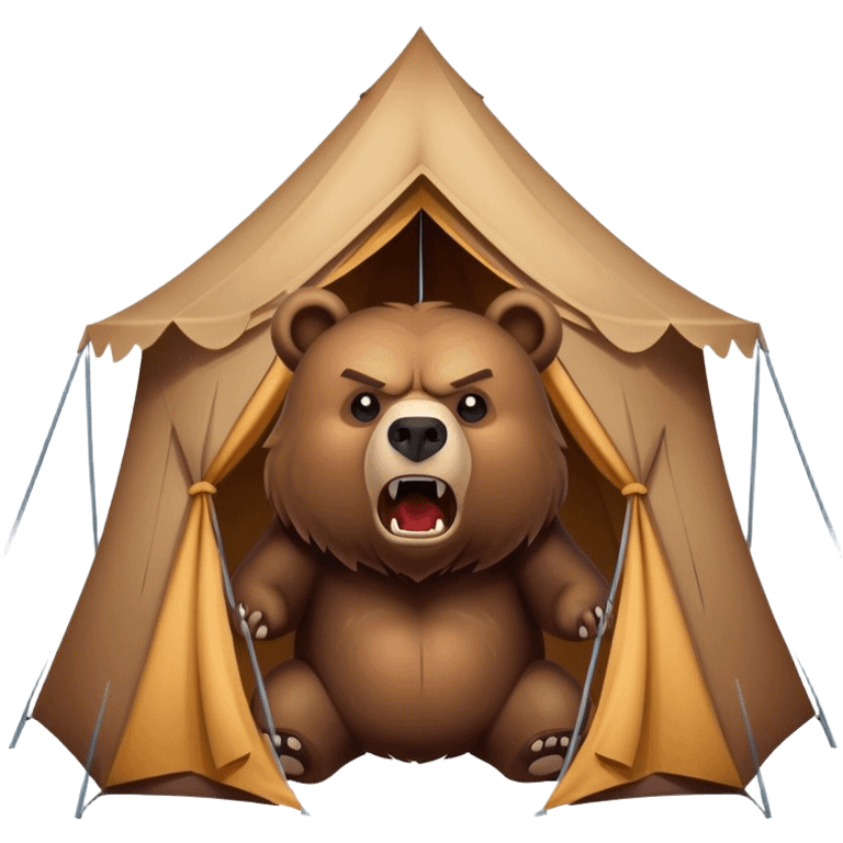 angry bear hovering over tent emoji