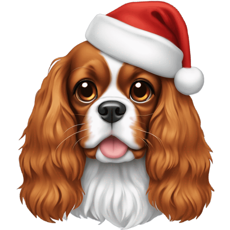 Cavalier King Charles spaniel wearing a Santa hat  emoji