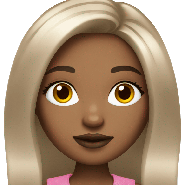 Bratz with white skin, brown hair and brown eyes and makeup emoji