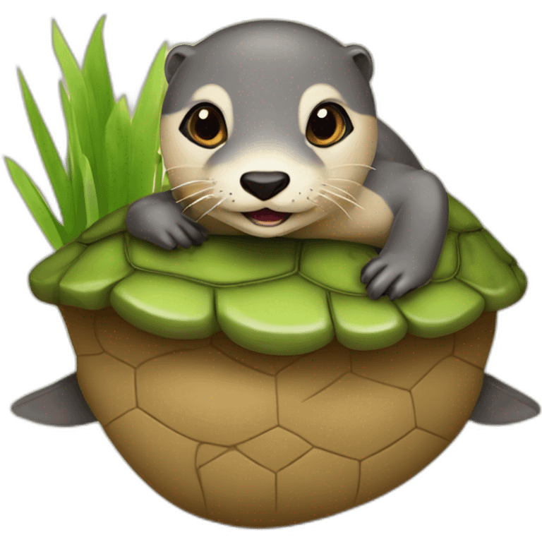 Une loutre sur une tortue emoji