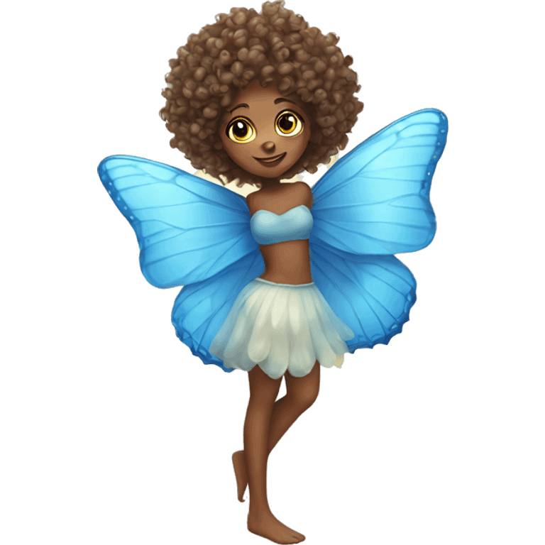 butterfly with blue wings fairy curly hair  emoji