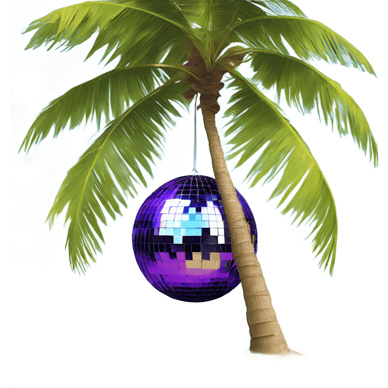 Disco ball on palm tree dancers under tree emoji