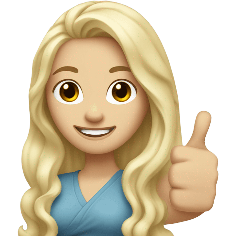 Woman, white skin, pale skin, long hair, blonde hair, wavy hair, thumbs up emoji