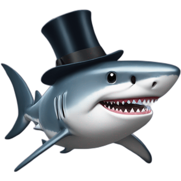 Shark with a top hat emoji