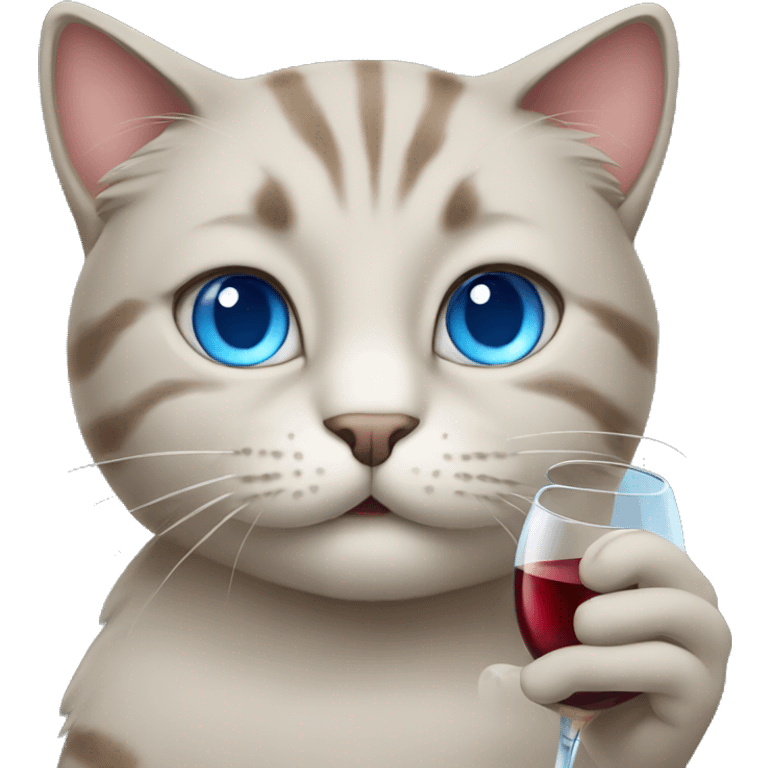 cat with blue eyes drinking wine emoji