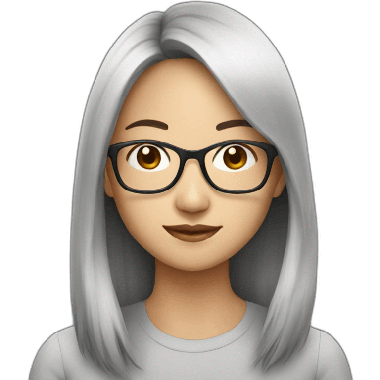 asian woman 32 years old with long hair and glasses emoji