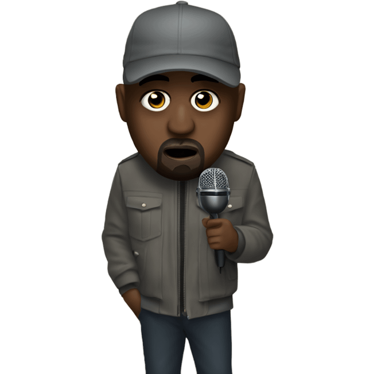 KANYE WEST WEARING MASK  in spotlight with MICROPHONE emoji