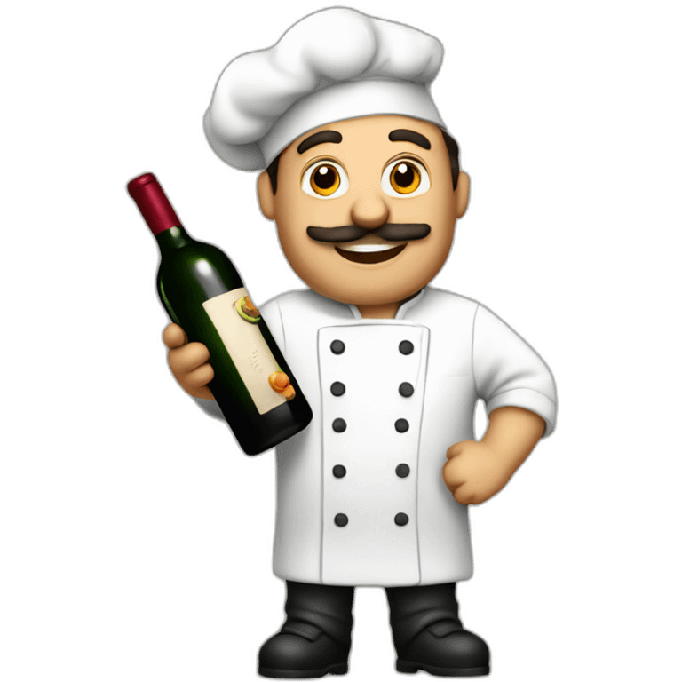 italian chef with a bottle of red wine in hand emoji