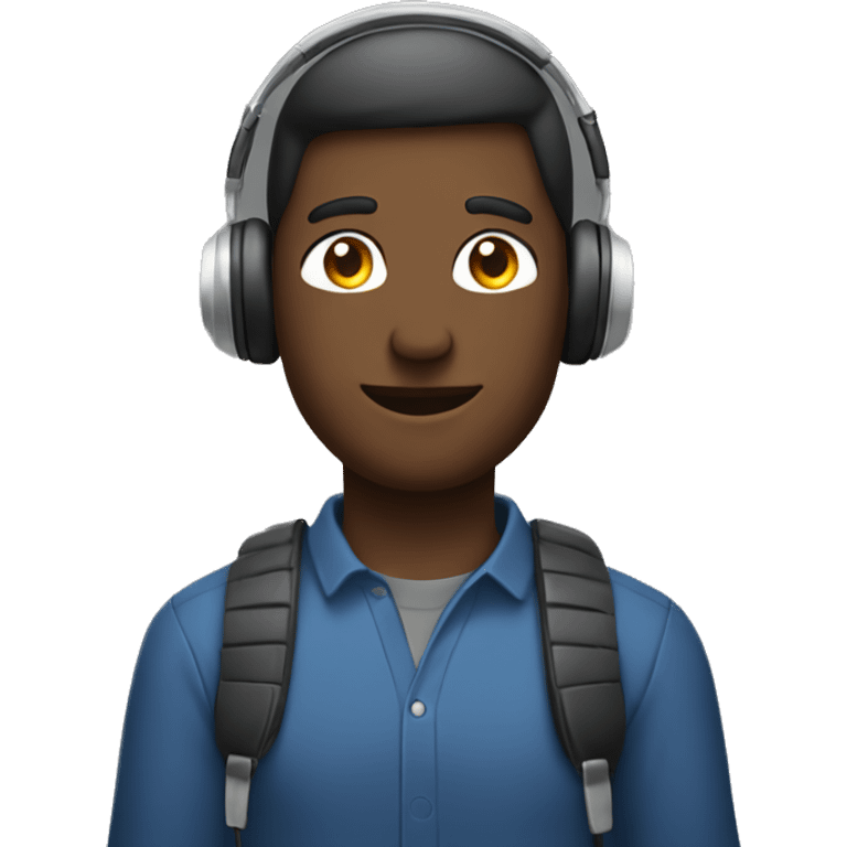 man with laptop headphones phone only upper part of body  emoji