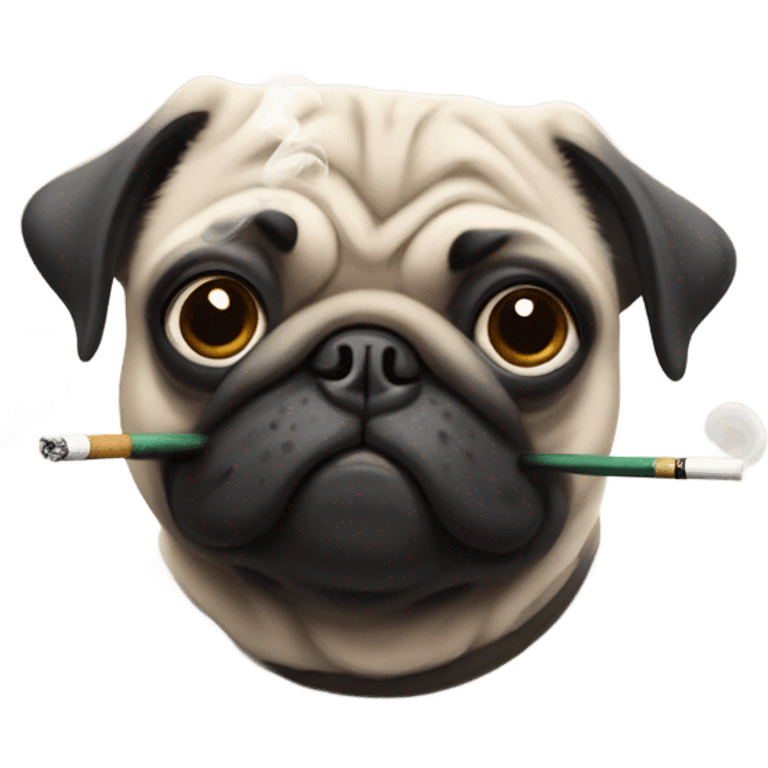 Pug smoking with smoke all around emoji