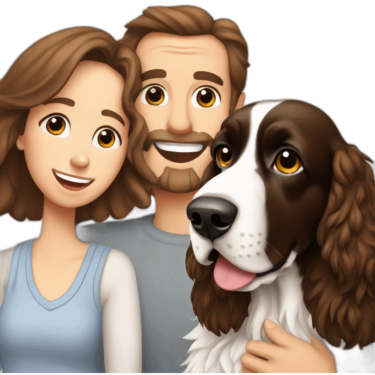 Springer spaniel with owner mom and dad emoji