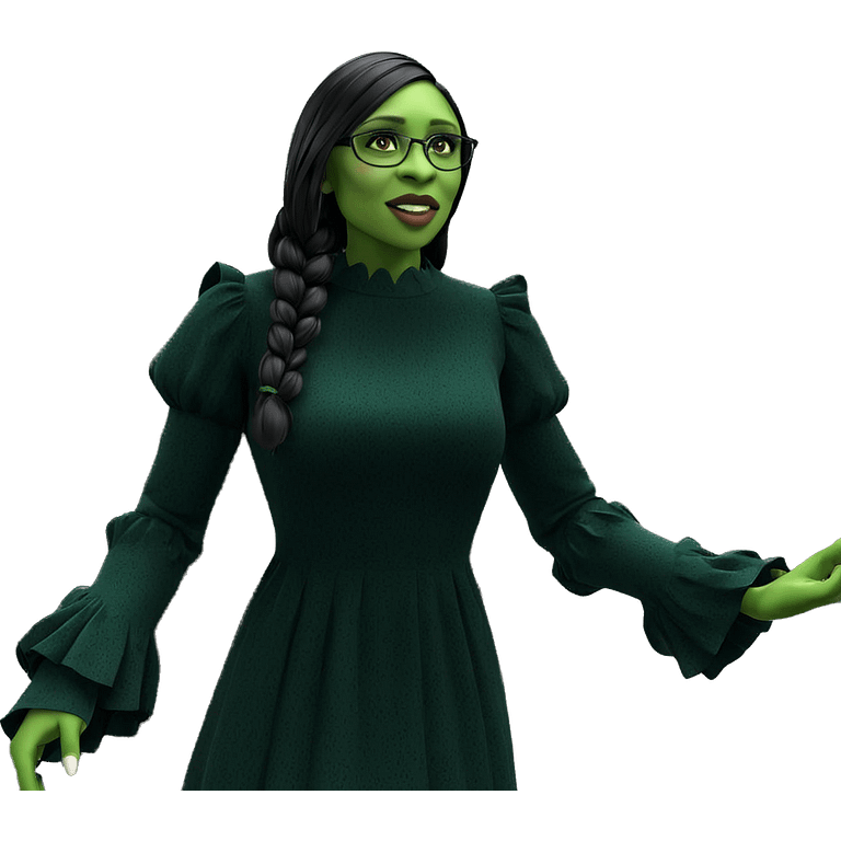 green skinned girl in dress emoji