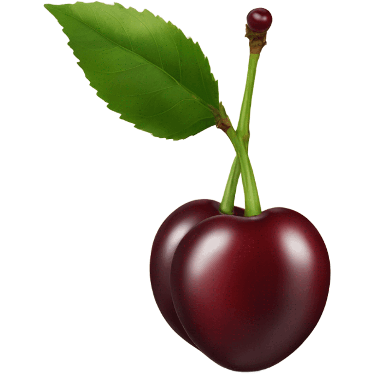 two burgundy cherries on single stem emoji