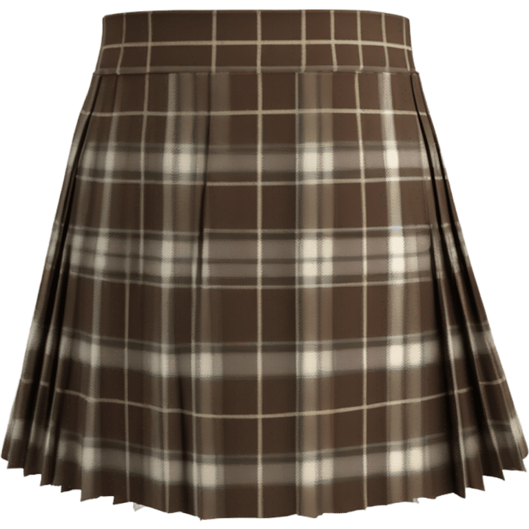 Brown tartan pleated mini skirt, isolated emoji