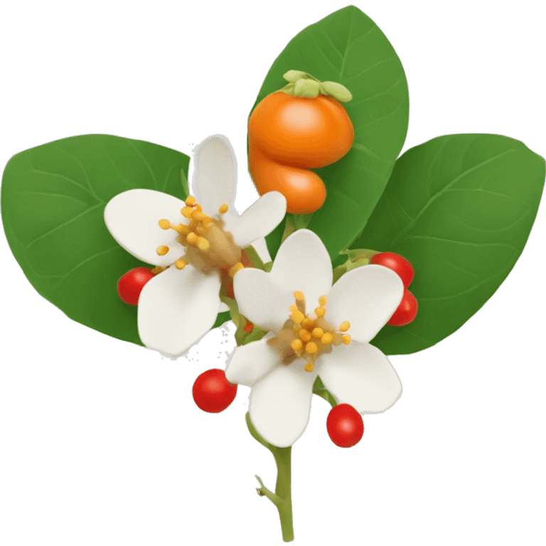 ashwagandha flowers with orange-red berrie emoji