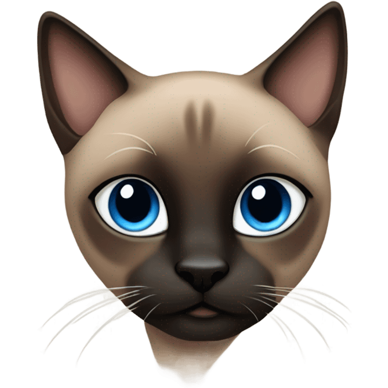 Dark brown Siamese cat with black paws and blue eyes  emoji