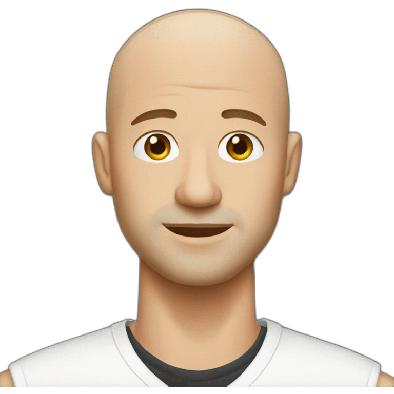 Bald man in white shirt and an earing emoji