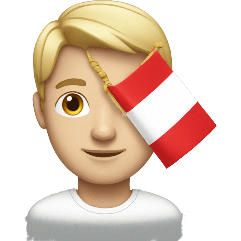 White boy wearing Peruvian flag emoji