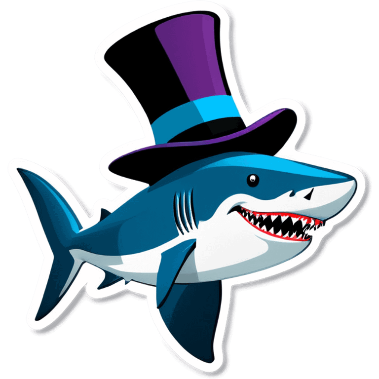 Shark with a top hat emoji