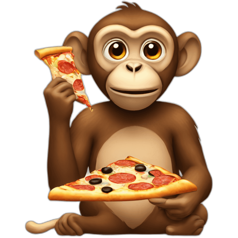 monkey eats pizza emoji