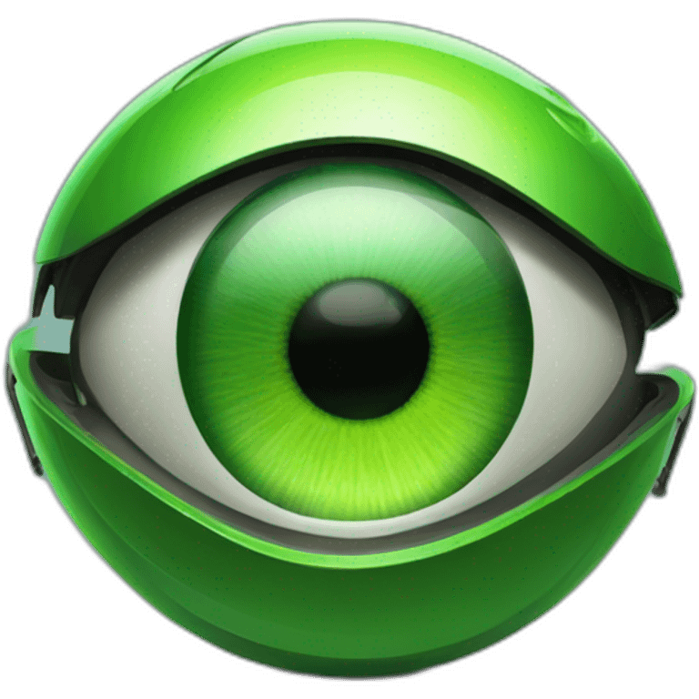 big green eye with autonomous lawnmower reflected emoji