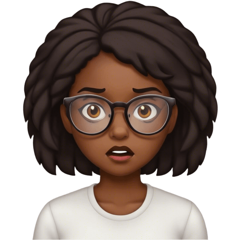 Mad face black girl with glasses emoji