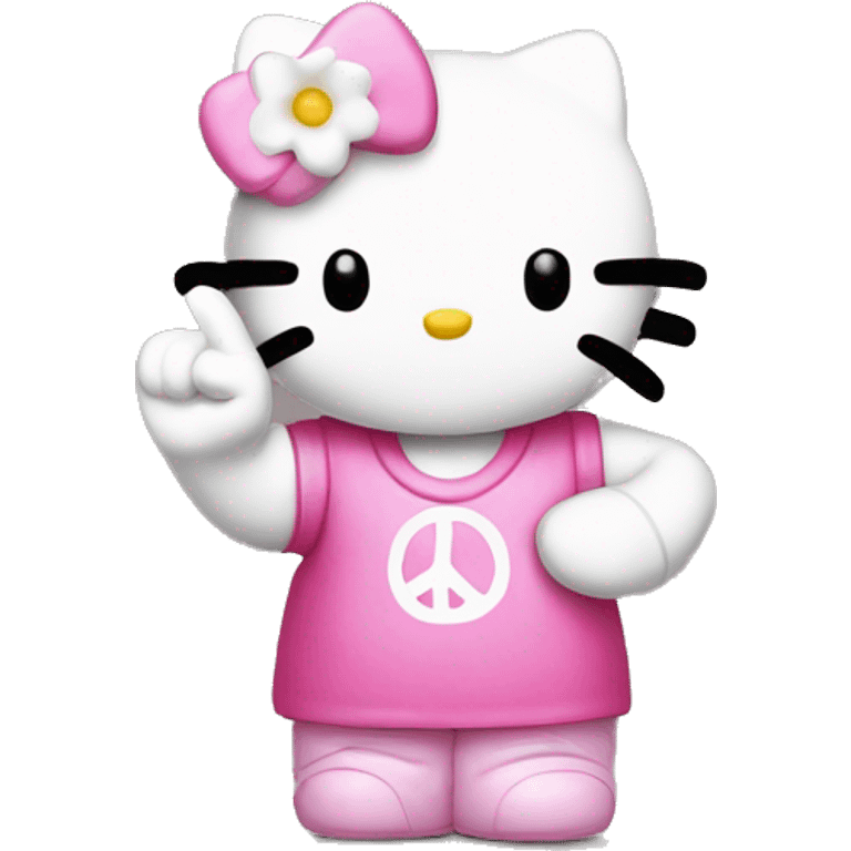 hello kitty doing the peace sign emoji