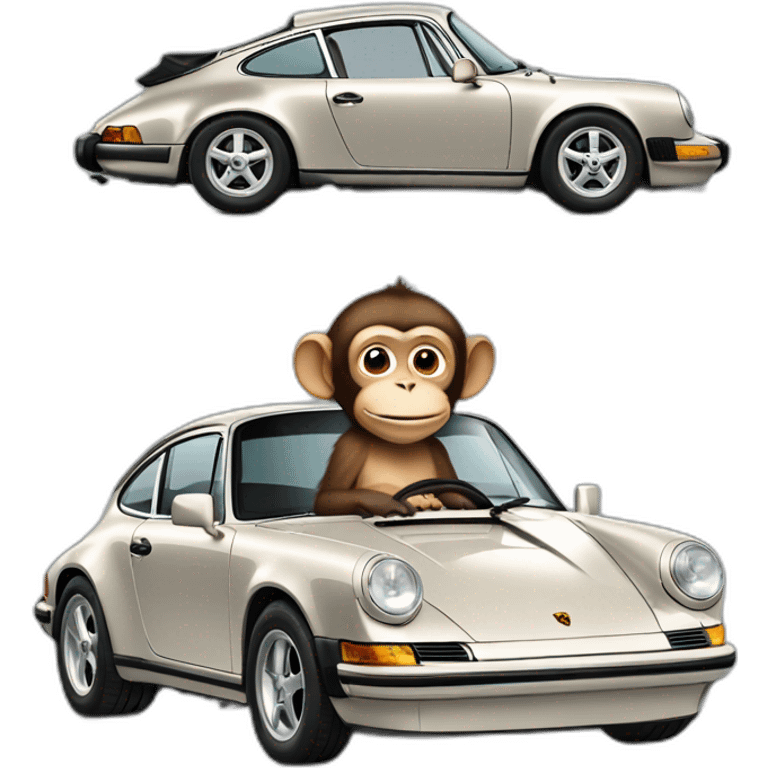 a monkey in a porsche 911 emoji