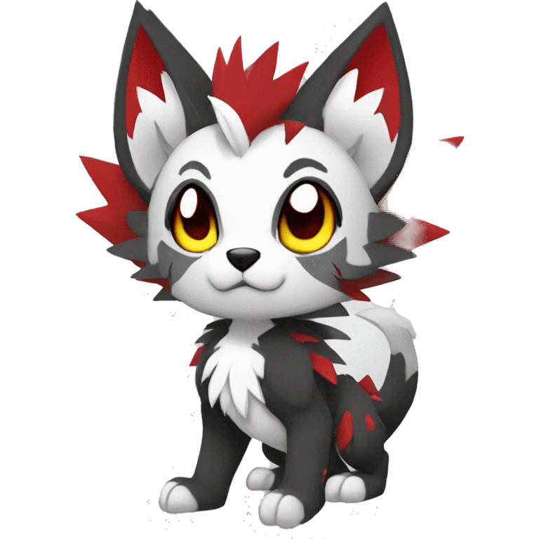 Anthro cool edgy black white grey punk red animal hybrid Fakemon full body emoji