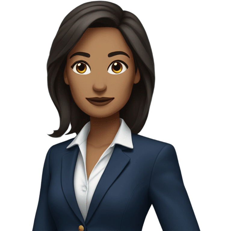 Boss brunette woman in navy blue suit emoji