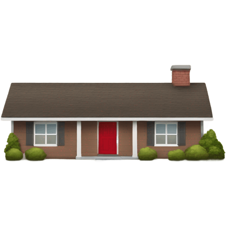 Brown colored ranch style house with a red  front door  emoji