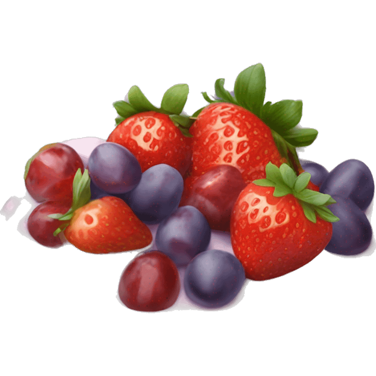 fruit yogurt bowl with strawberries and grapes emoji