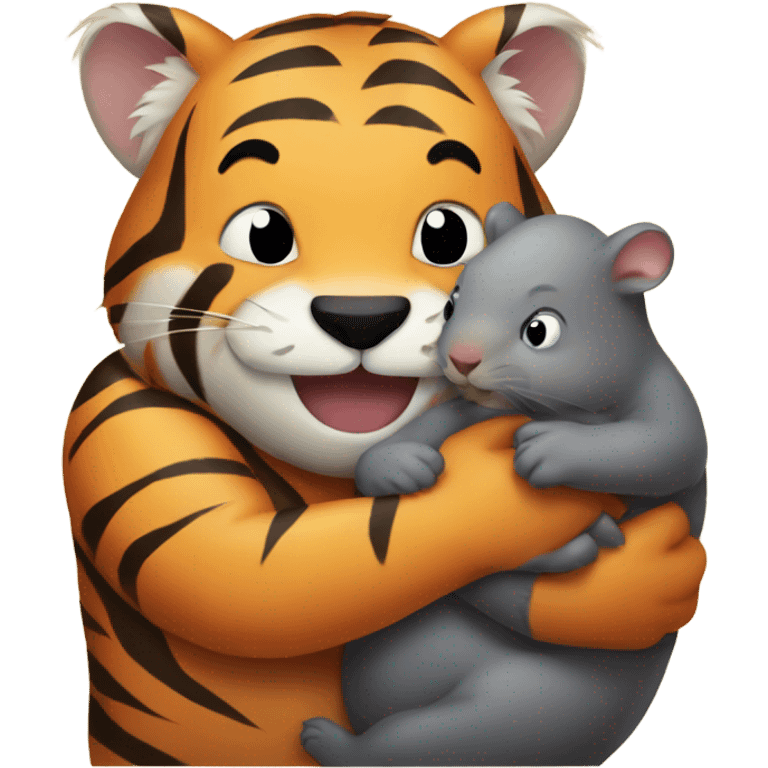 Tiger hugging wombat emoji