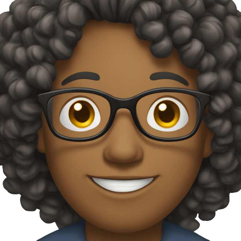 teacher in glasses with long curly black smiling emoji