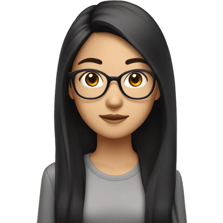 Asian software engineer in her 20s with glasses and long black hair emoji