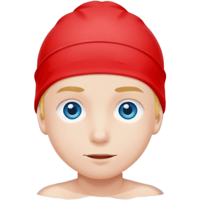 Boy Swimmer in a red swim cap with blue eyes  emoji