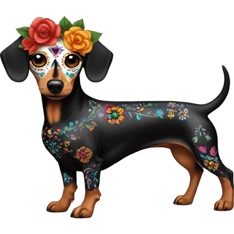 Dia De Los Muertos full body sugar skull dachshund emoji