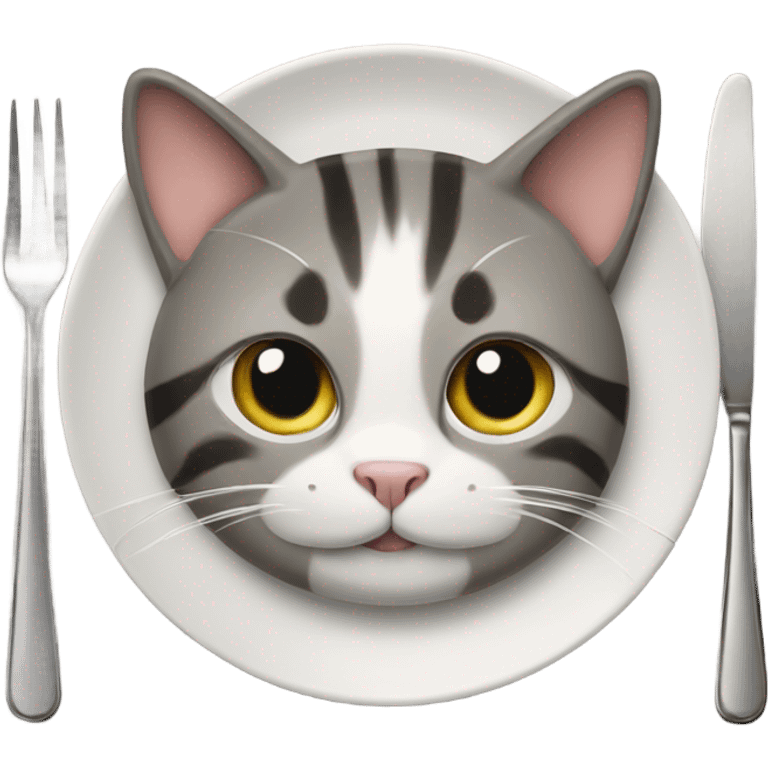 Cat on a dinner plate  emoji