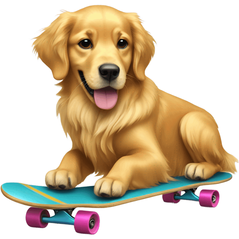 Golden retriever on a skateboard emoji