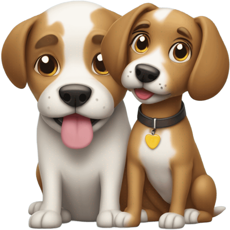 Dog with mom and dad humans emoji