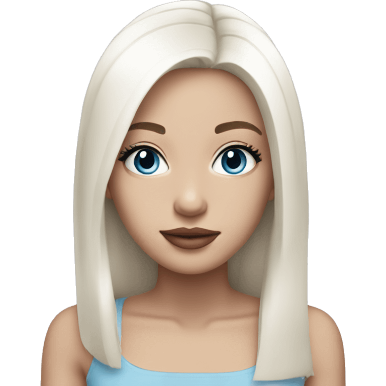 Girl medium length white straight hair, blue eyes, pink lips emoji