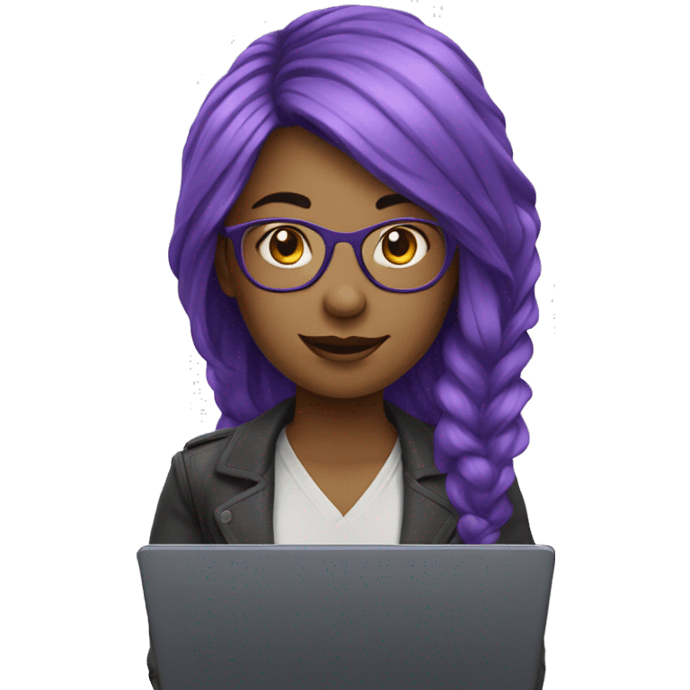 woman with violet hairs.With glasses and  laptop emoji