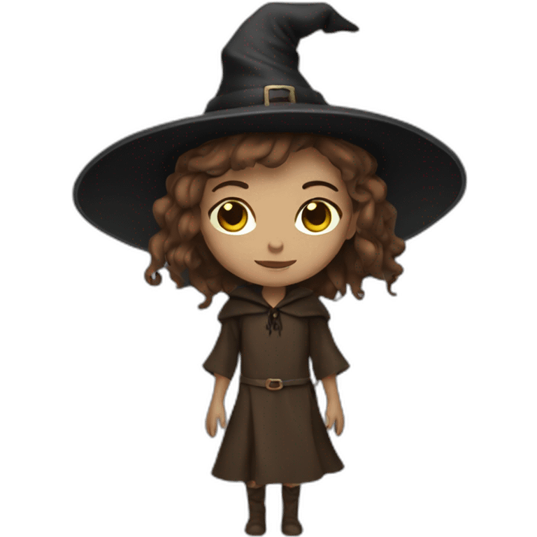 a white brown very thin girl dressed as a witch emoji